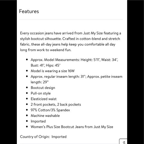 Just My Size 4-Pocket Bootcut Jeans 3X(22W/24W) - Picture 7 of 7